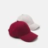 Pier One UNISEX 2 PACK - Cap - Light Grey/berry -Pier One dc135ddce2ca4d6ea4c07bf8c622a918